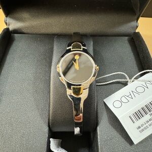 Movado Women's Watch with Black Band and Gold Accents